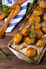 Young baked potatoes