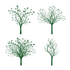 Set of Green Trees. Vector Illustration.