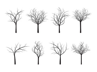 Set of Black Trees. Vector Illustration.