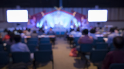 people in conference exhibition hall - blur for use as backgroun