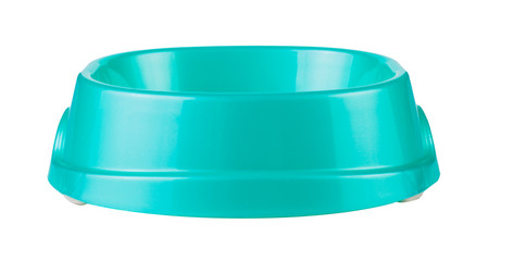 blank blue bowl for animals. Plate for eating cats and dogs isolated on a white background