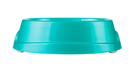 blank blue bowl for animals. Plate for eating cats and dogs isolated on a white background