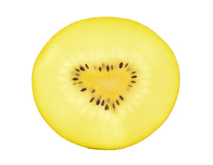 Close-up Yellow kiwi fruit isolated on white background