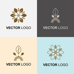 Modern stylish logo design element collection in thin line style