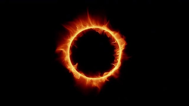 Burning ring of fire. Perfect loop of flaming ring, for compositing.

