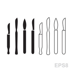 scalpel knife symbol sign and button