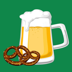 Кружка пива и крендель 