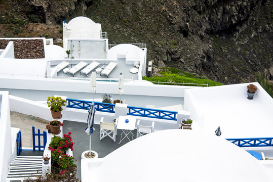 White architecture and view, Santorini, Greece