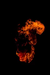 Crédence de cuisine en verre imprimé Flamme High resolution fire collection isolated on black background