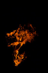 Fire flames on a black background