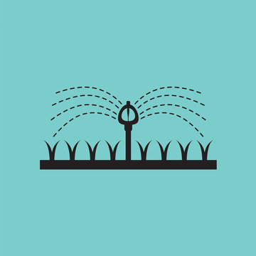 Automatic Sprinklers Watering Vector Illustration.