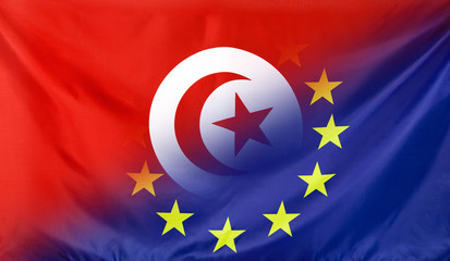 European Flag merged with Flag of Tunesia