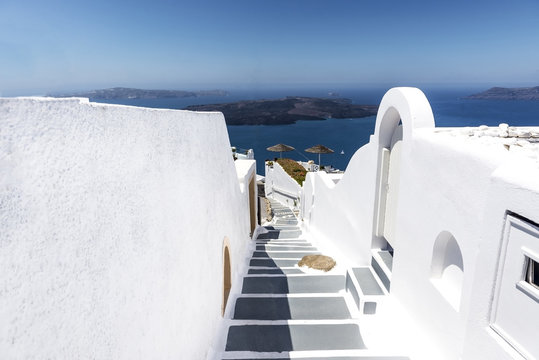 White architecture and view, Santorini, Greece