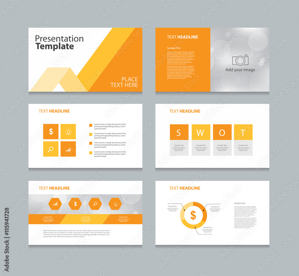 Poster orange page presentation layout design template with info graphic element for brochure report and book page