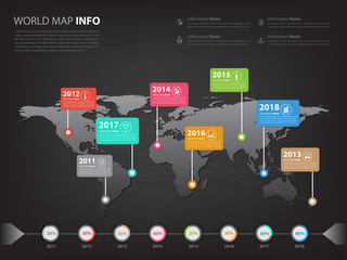 Worldwide map infographic for business presentation and slidesho