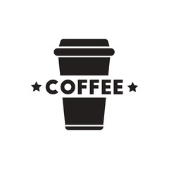 black vector icon on white background coffee to go