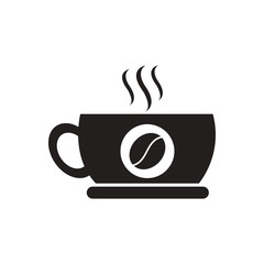 black vector icon on white background cup of hot coffee