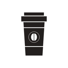 black vector icon on white background coffee to go
