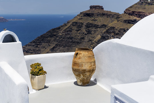 White architecture and view, Santorini, Greece