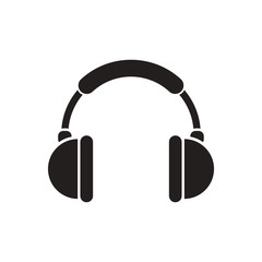 black vector icon on white background music headphones