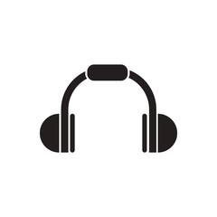 black vector icon on white background music headphones