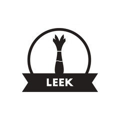 black vector icon on white background leek emblem
