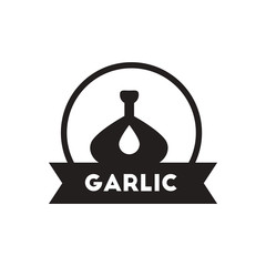 black vector icon on white background garlic emblem