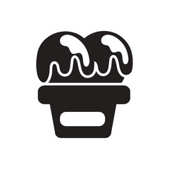 black vector icon on white background ice cream 