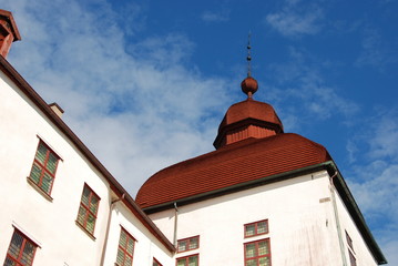 Roof top at Lacko castle in Sweden, historic castle built in the 17th century