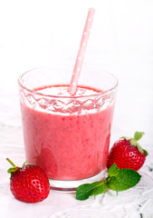 Strawberry smoothie in a glass