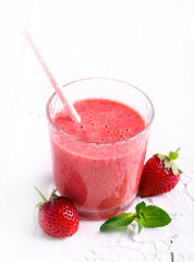 Strawberry smoothie in a glass