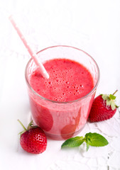 Strawberry smoothie in a glass