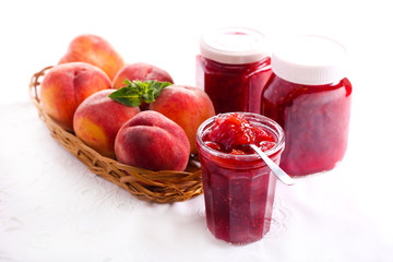 Peach and raspberry homemade jam