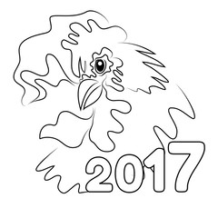 Hand drawn free style sketch of rooster