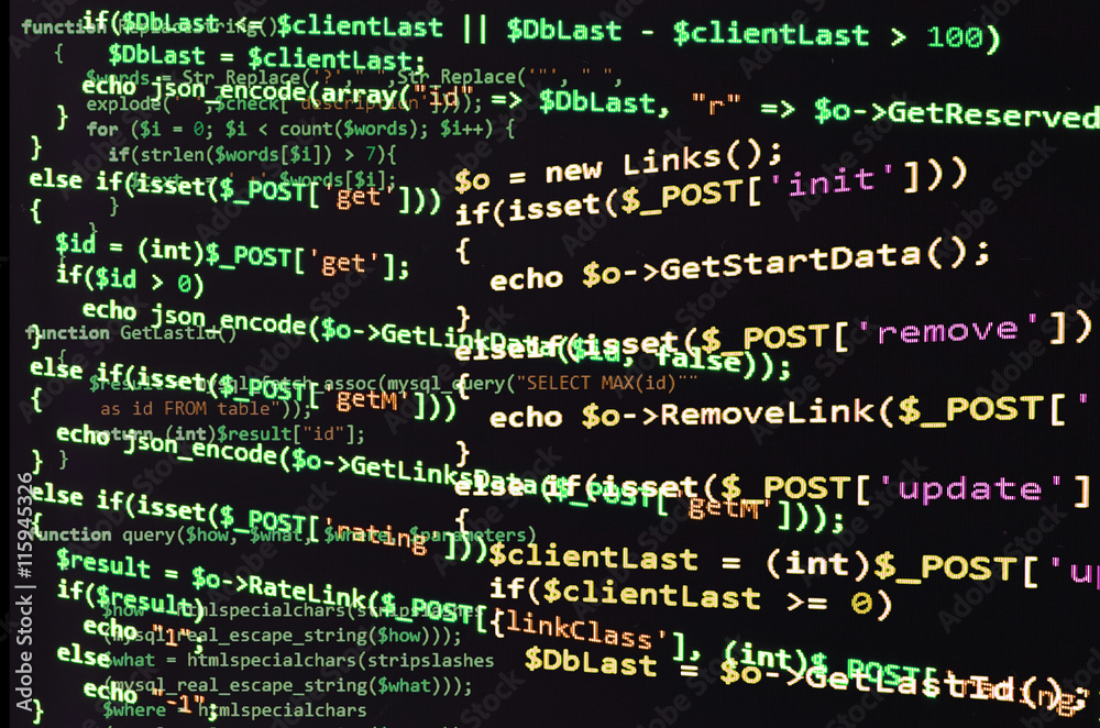 Poster php code on black screen, green text