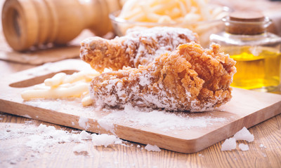Cooking  fried chicken