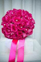 Bouquet from purpule rose. Wedding bouquet.