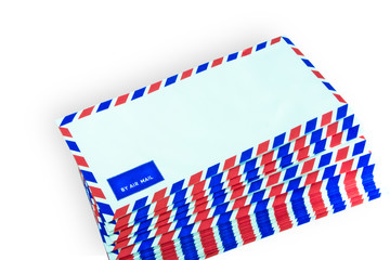 many air mail letter on the white background.