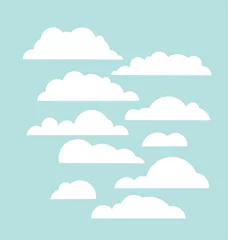 Deurstickers Set van blauwe lucht, wolken. Wolkenpictogram, wolkenvorm. Set van verschillende © galyna_p