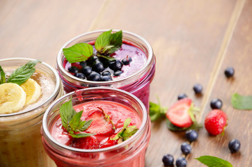 Blueberry strawberry and banana smoothie