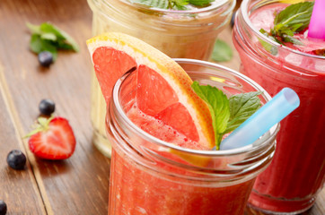 Grapefruit strawberry and banana smoothie