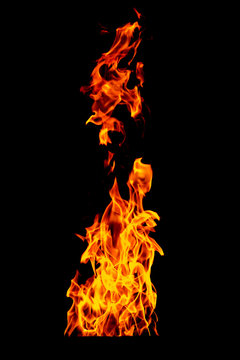 yellow, orange and red and red Fire flame isolated on black isol