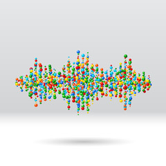 Sound waveform made of scattered balls
