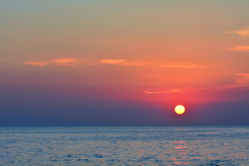 The romantic sunset on the sea
