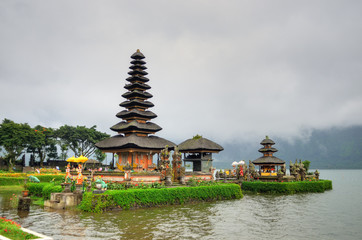 Pura Ulun Danu Bratan, Hindu temple on Bratan lake, Bali, Indonesia..