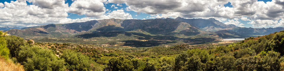 Fototapeta na wymiar Panoramic view of Regino valley in Balagne region of Corsica