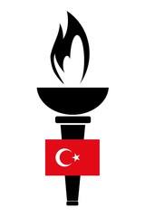 Drapeau de la Turquie sur la flamme Olympique