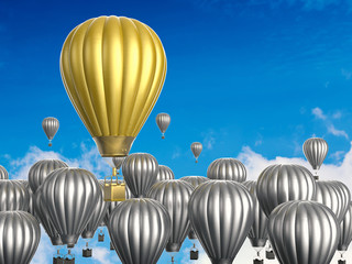 leadership concept with 3d rendering gold hot air balloon