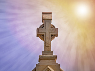 Catholic cross with light rays