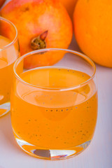 Orange with basil seeds drink.